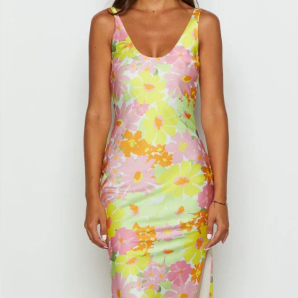 Beginning Boutique Green Slip Dress Strap Backless
